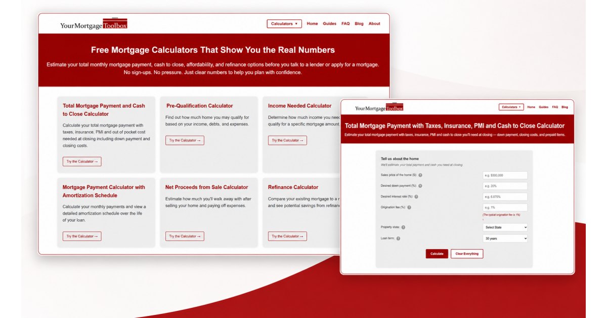 Your Mortgage Toolbox Launches Free Mortgage Calculators for Homebuyers