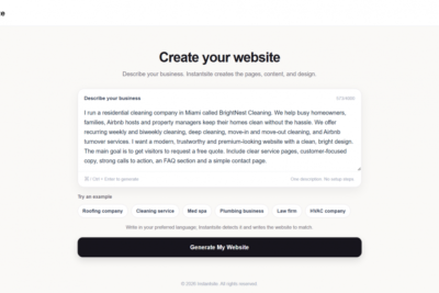 Instantsite Launches AI Website Builder From a Single Business Description