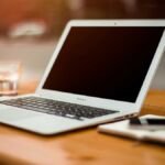 Open laptop on a desk