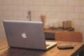 Laptop on a wooden table