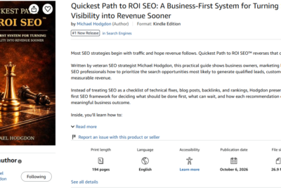 Quickest Path to ROI SEO book earns Amazon #1 new release badge