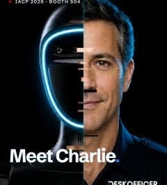 DeskOfficer swaps robot body for life-size hologram Charlie at IACP 2026