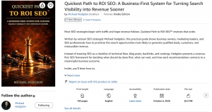 Quickest Path to ROI SEO book earns Amazon #1 new release badge